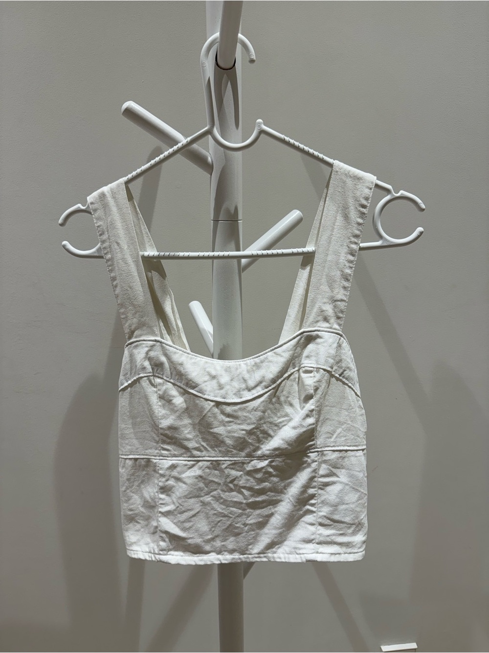 Abercrombie & Fitch White Smocked-Back Crop Top